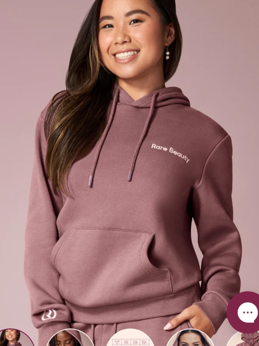 Rare Beauty Comfy Hoodie in berry pink purple XL